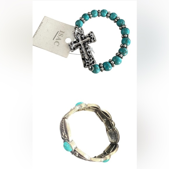 Two Silver and Turquoise Bracelets - Picture 1 of 5